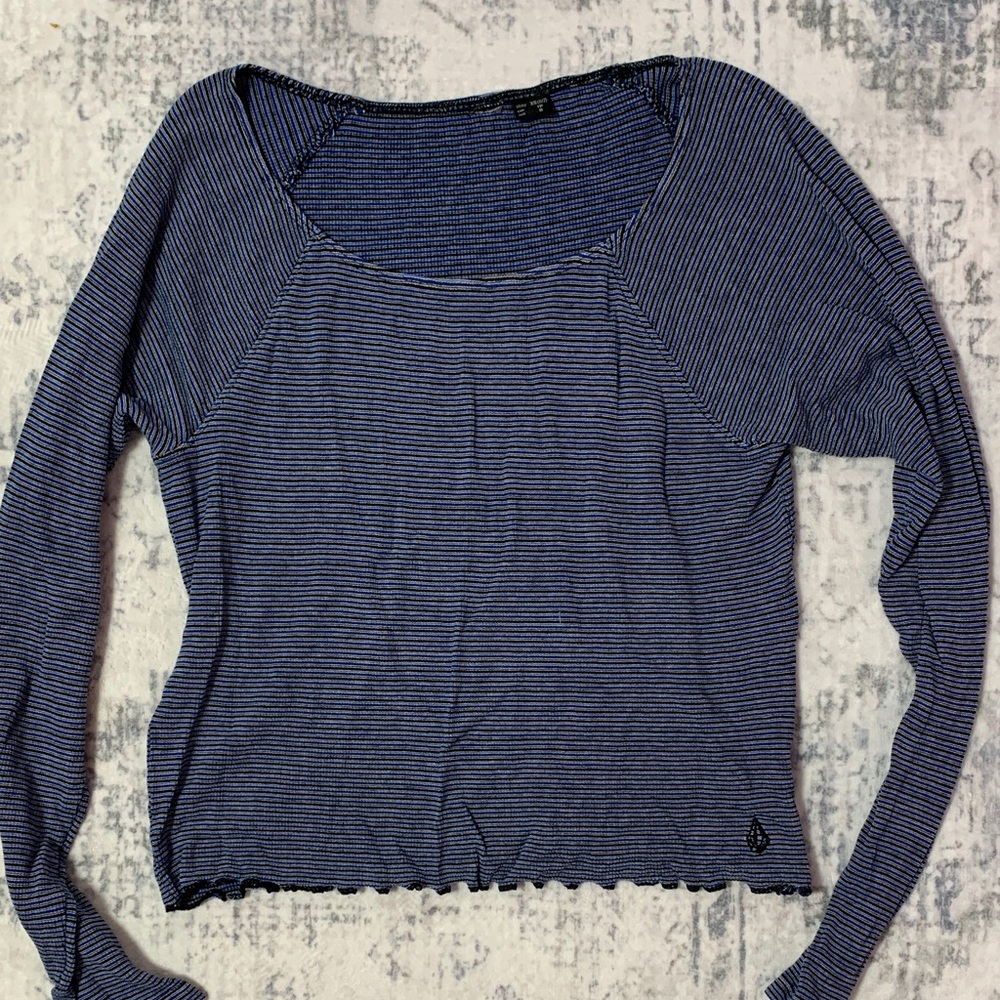 Volcom Striped Blue Long Sleeve Top XS